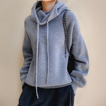 Übergroßer Damen-Hoodie – Boxy Plüschstrick, zum Schichten geeignet