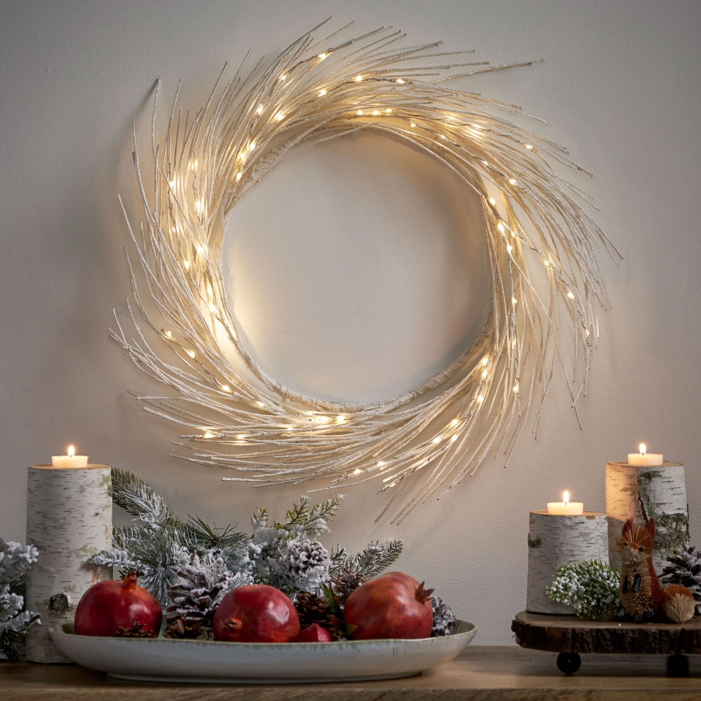 24-inch LED Lighted Paper Wreath – Warm White Glow for Front Door, Festive Christmas Decor 2024