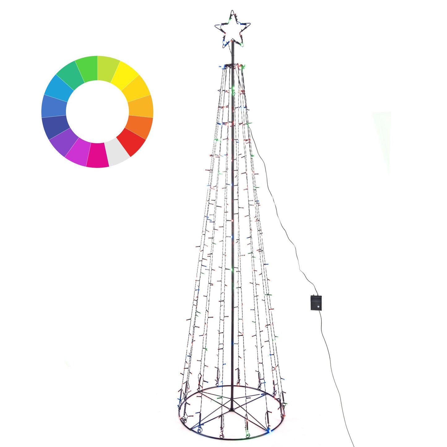 5 ft Lighted Cone Christmas Tree with 240 LED Lights & Bluetooth Control for Holiday Decor 2024