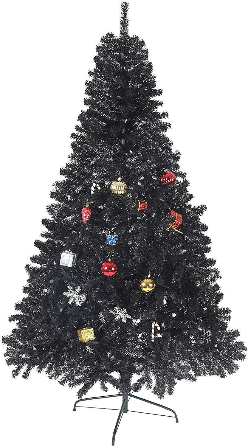 7 ft Black Artificial Christmas Tree with 17 Ornaments – Unique Holiday Decor for Christmas and Halloween 2024