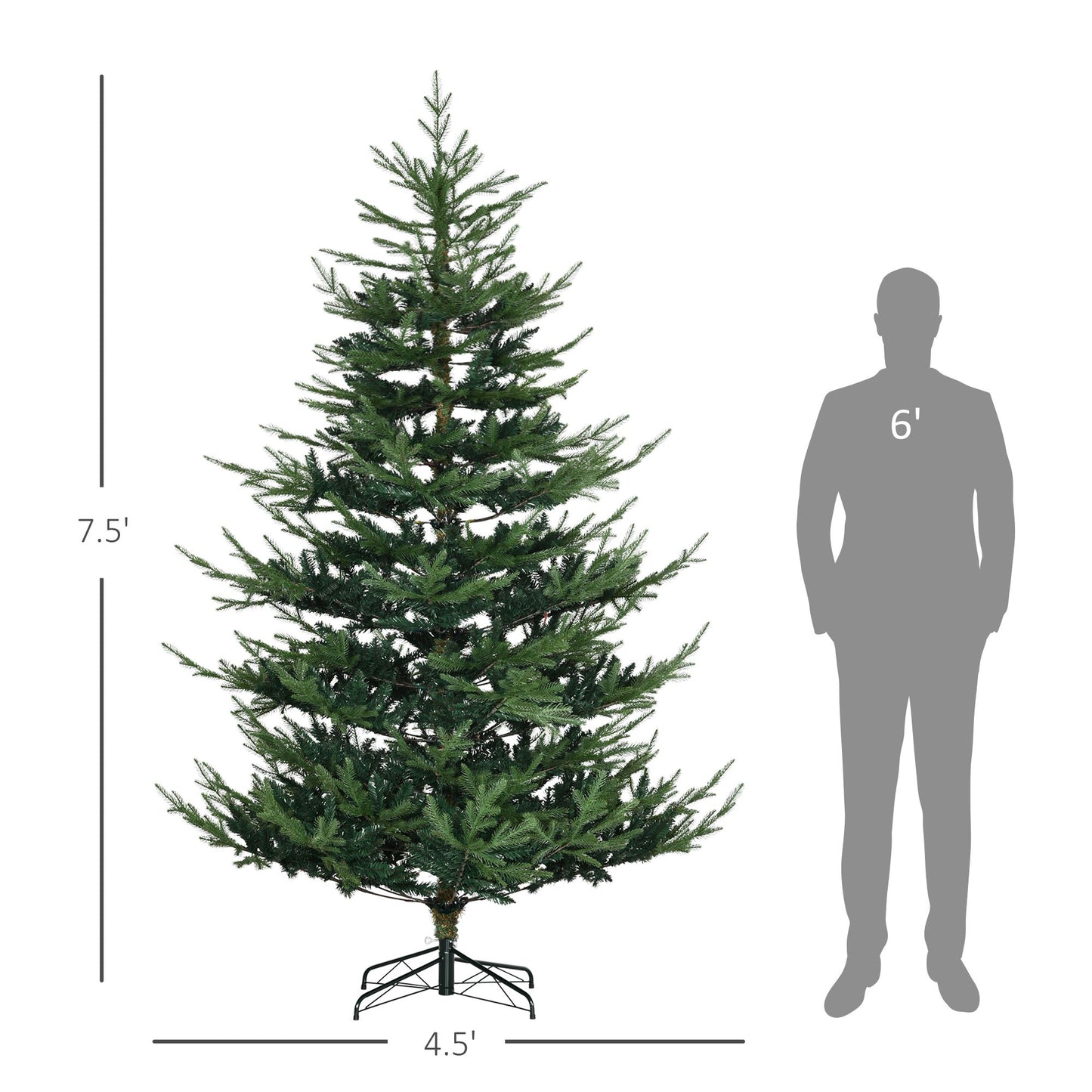 7.5 ft Realistic Pine Hinged Christmas Tree - Flame-Retardant Design for Home Holiday Decor 2024