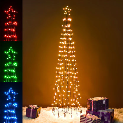 5 ft Lighted Cone Christmas Tree with 240 LED Lights & Bluetooth Control for Holiday Decor 2024