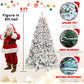 7.5 ft Pre-Lit Snow-Flocked Christmas Tree with Pine Cones – Easy Assembly with Metal Base, Perfect Holiday Decor for Home & Outdoor 2024