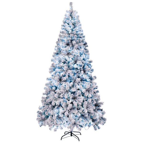 8 FT Snow-Flocked Pre-Lit Christmas Tree with 500 LED Lights & Remote Control – Perfect Holiday Decor for Home & Office 2024