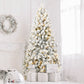 5ft Pre-Lit Snow-Flocked Artificial Christmas Tree - Eco-Friendly Fireproof Design, Easy Assembly for Holiday 2024