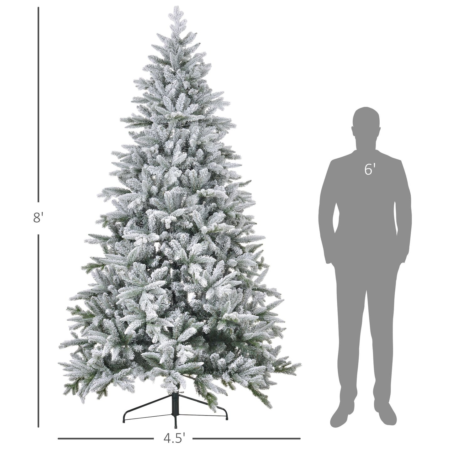 8ft Snow-Flocked Artificial Christmas Tree – Realistic Holiday Decor with 2003 Tips, Perfect for Home & Office Christmas 2024