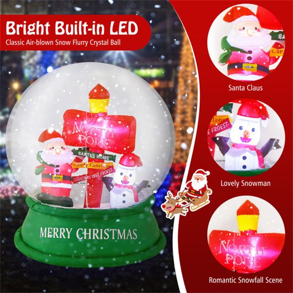 4 Ft Inflatable Christmas Snow Globe – LED Lit Santa & Snowmen, Outdoor Decoration for Holiday 2024