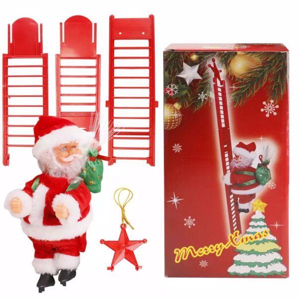 Electric Santa Claus Climbing Ladder Christmas Tree Party Decor Music Doll Gifts