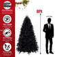 8ft Pre-Lit Black Christmas Tree – Full Artificial Holiday Decoration with 2486 Branch Tips & 600 Lights for Festive Decor 2024