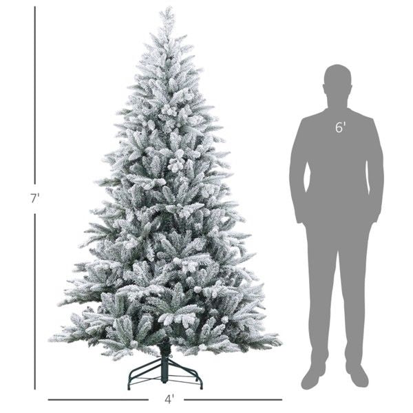 7 ft Snow-Flocked Christmas Tree – Realistic Indoor Holiday Decor with 1401 Tips for Festive Christmas 2024