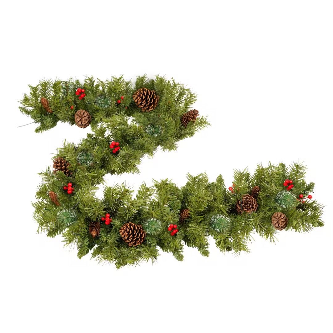 4-Piece Pre-Lit Christmas Tree Set with 3FT Entrance Trees, Wreath & Garland - LED Lights Holiday Decor 2024