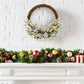 24-inch Snow-Flocked Christmas Wreath – Pre-Lit with 35 LED Lights, Perfect for Front Door, Holiday Decor 2024