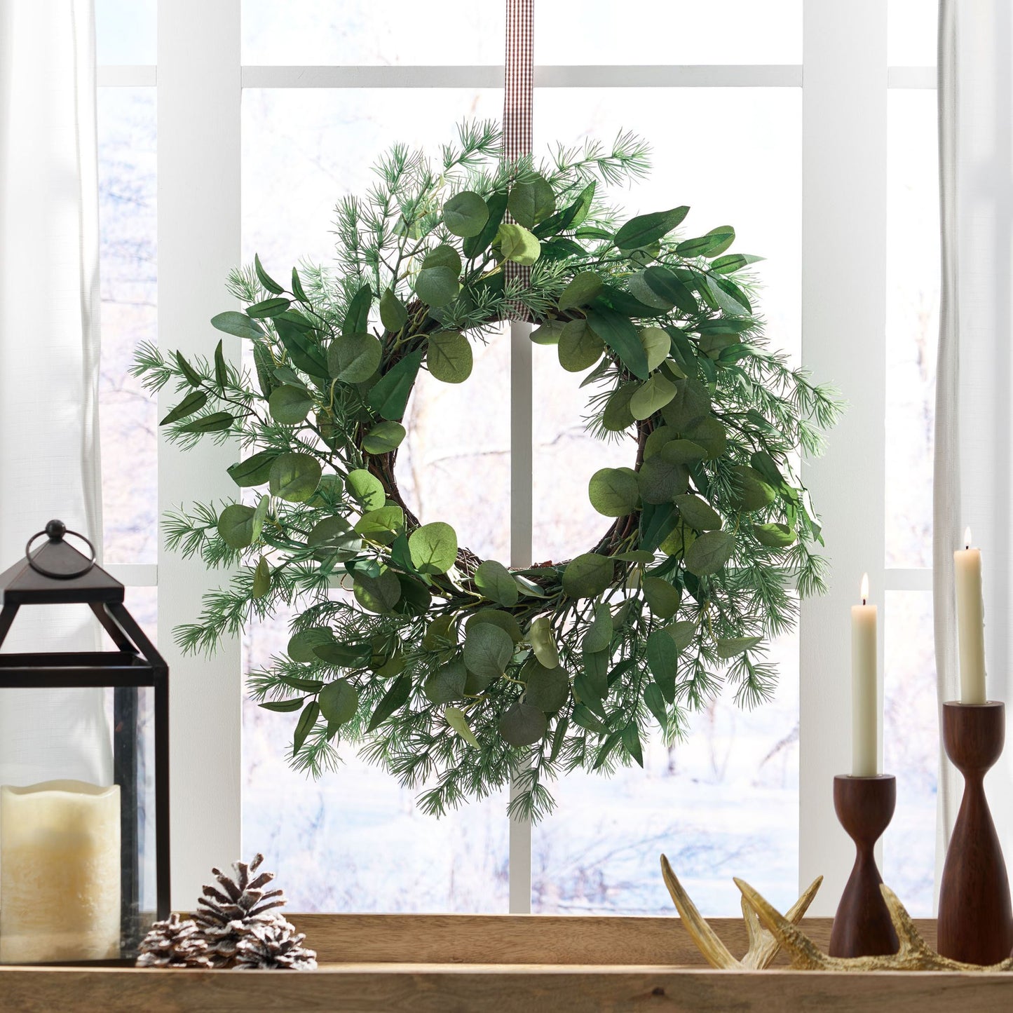 24.5-inch Lush Leaves Wreath – Natural Thatched Twig Frame, Lightweight for Home Decor, Christmas 2024