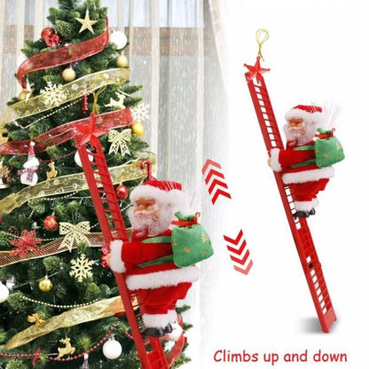 Electric Santa Claus Climbing Ladder Christmas Tree Party Decor Music Doll Gifts