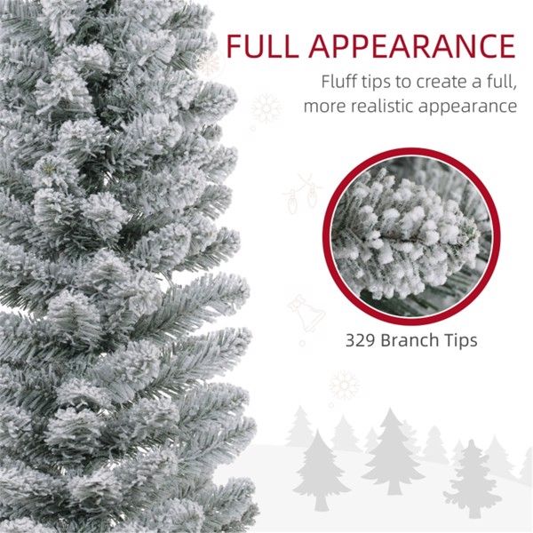 6 ft Slim Snow-Flocked Christmas Tree – Realistic Indoor Holiday Decor for Small Spaces, Perfect for Christmas 2024