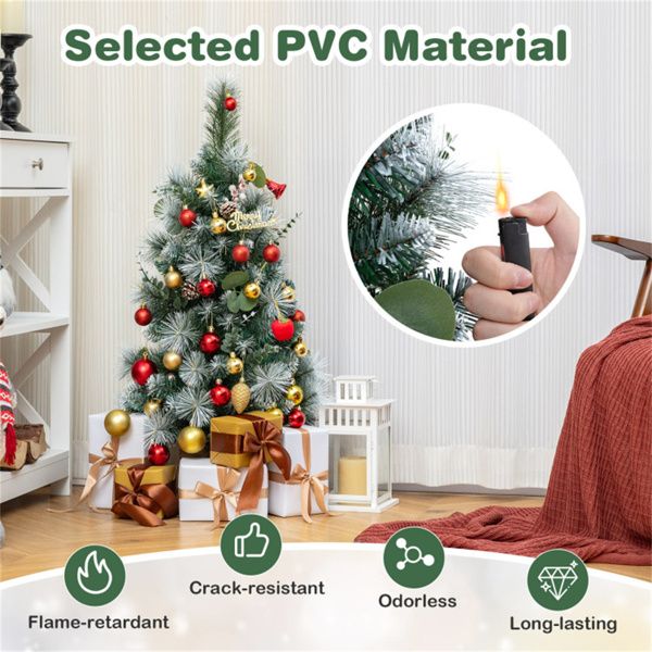 3 FT Pre-Lit Mini Artificial Christmas Tree with Pine Cones and Warm LED Lights - Perfect Holiday Decor for Small Spaces 2024