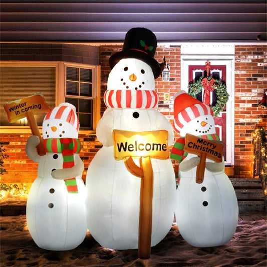 Inflatable Christmas Snowman Trio – LED Lit, Outdoor Safe Holiday Decor, Christmas 2024