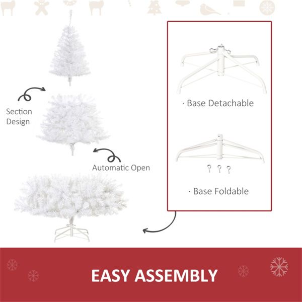 6 ft Pre-Lit White Christmas Tree – Lifelike Holiday Decor with 250 LED Lights, Perfect for Indoor Christmas 2024