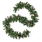 Set of 2 Frosted Christmas Garlands with Pine Cones, Red Berries, and 50 LED Lights with Timer - Battery Operated, 200 Tips