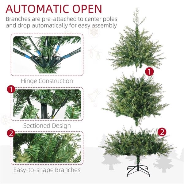 6 ft Realistic Green Christmas Tree – Easy Shape with 700 Tips, Perfect Indoor Holiday Decor for Christmas 2024