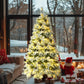 Snow-Flocked 6FT Pre-Lit Christmas Tree with 250 LED Lights, 403 Branch Tips & Pine Cones - Perfect Holiday Decor for Homes & Offices