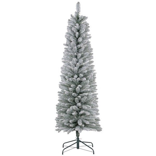 6 ft Slim Snow-Flocked Christmas Tree – Realistic Indoor Holiday Decor for Small Spaces, Perfect for Christmas 2024