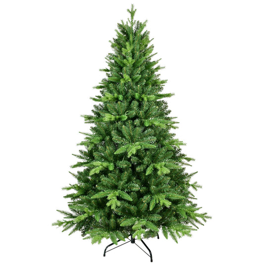 6FT Pre-Lit Mixed PE/PVC Christmas Tree – Fluffy Holiday Decor with Automatic Hinged Design and Lights for Christmas 2024