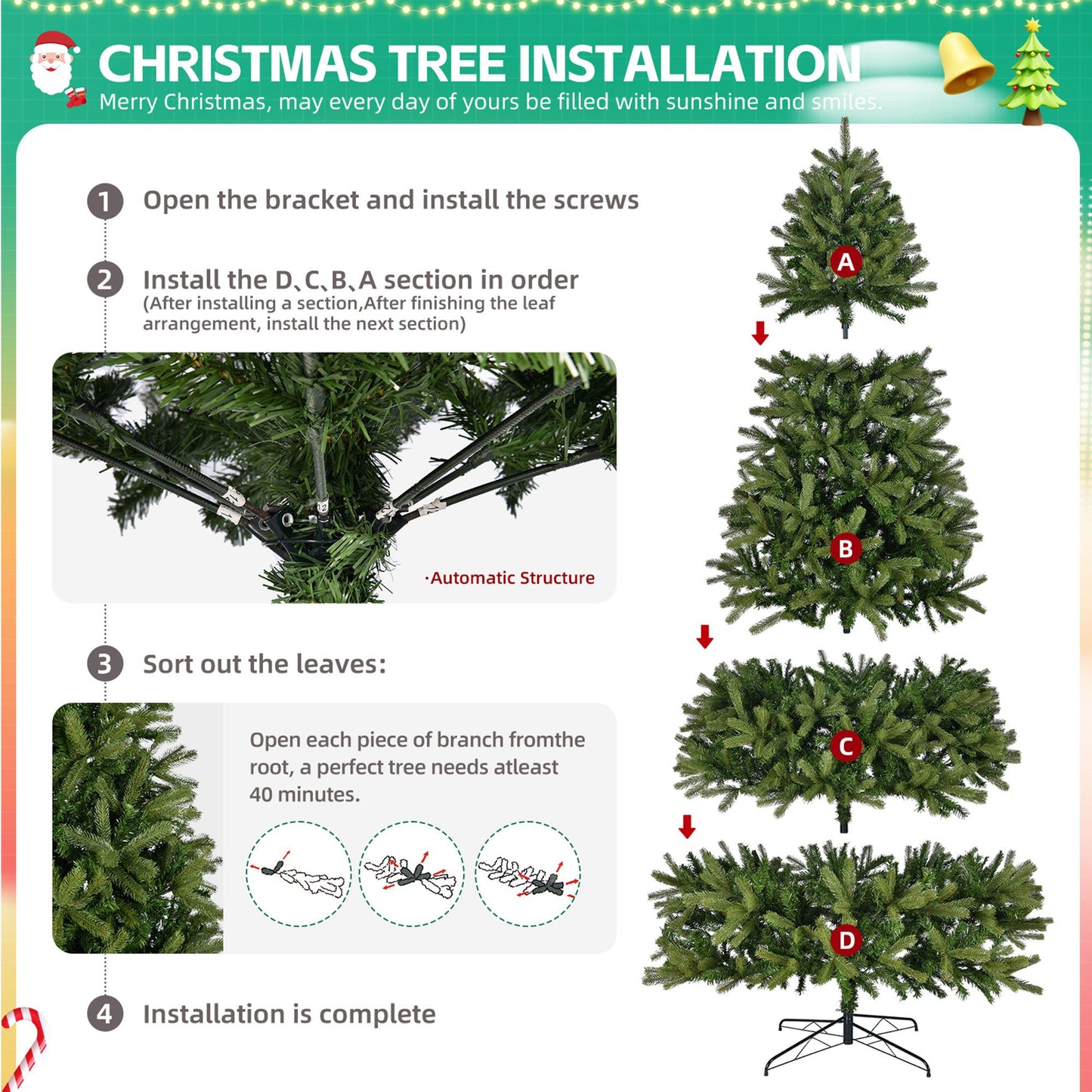 9Ft Realistic Artificial Spruce Christmas Tree – Unlit with 2576 Branch Tips, Easy Assembly with Foldable Metal Stand, Perfect Holiday Decor 2024