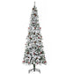 7.5 ft Snow-Flocked Pencil Christmas Tree – Realistic Holiday Decor with Pinecones and Red Berries, Perfect for Christmas 2024