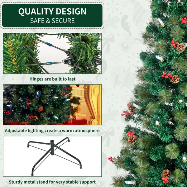 6.5 ft Pre-Lit Fiber Optic Christmas Tree – Colorful LED Lights and Realistic Branch Tips for Festive Holiday Decor 2024