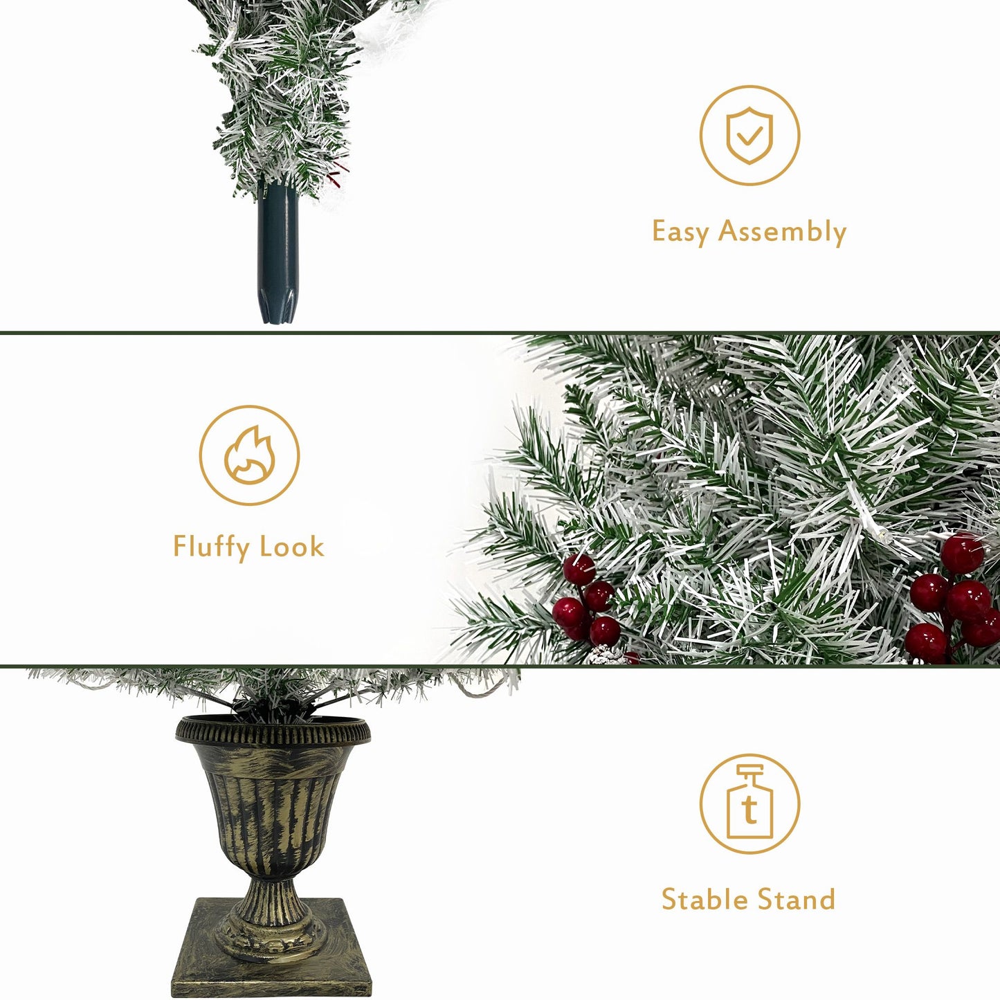 Pre-Lit Artificial Christmas Tree Set - 4-Piece Holiday Decor with Wreath, Garland, and Entrance Trees for Festive Home Decoration