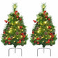 2 ft Pre-Lit Mini Christmas Trees with LED Lights – Realistic Pine Decor with Pinecones & Red Balls, Perfect for Holiday 2024