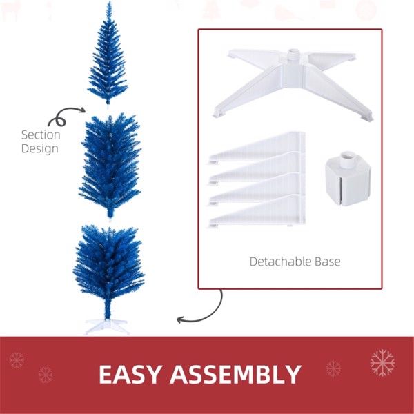 7 ft Slim Pencil Blue Christmas Tree – Lush 499 Tips, Perfect Holiday Decor for Christmas 2024