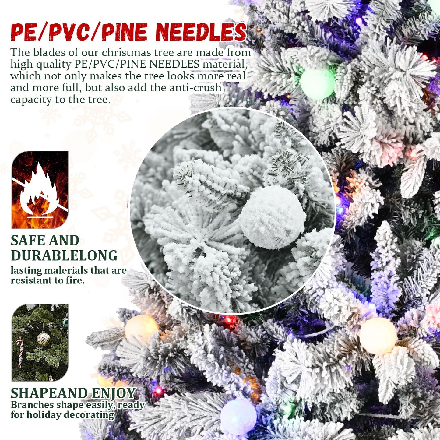 PE/PVC/Pine Mixed Christmas Tree with Colorful + Warm Light 10-Function LED, Memory Wire & Easy Power Technology