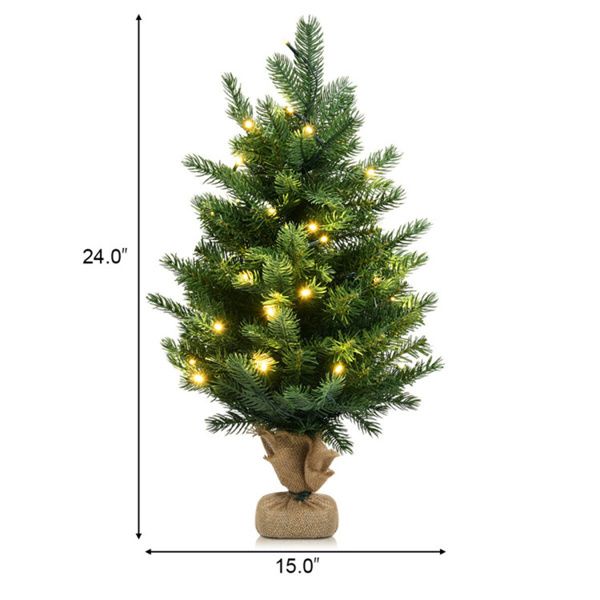 24-Inch Pre-Lit LED Christmas Tree – Mini Tabletop Holiday Decor with Timer Function, Perfect for Home & Office Christmas 2024