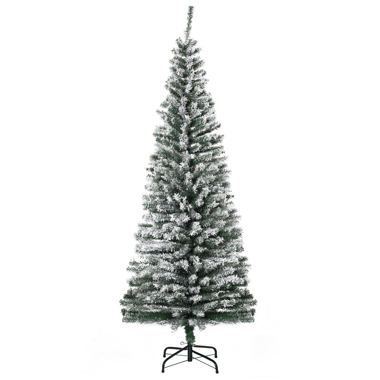 6' Slim Snow-Flocked Artificial Christmas Tree – Realistic Look with 492 Branch Tips for Holiday Decor 2024