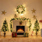 4-Piece Pre-Lit Christmas Decoration Set with Wreath, Garland, and Entrance Trees for Festive Holiday Decor 2024