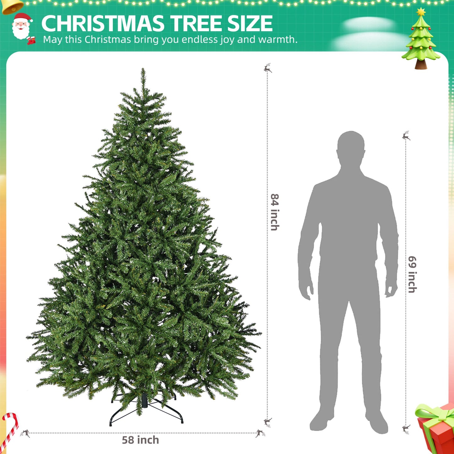 7 ft Pre-Lit Christmas Tree with 700 LED Lights – Lush Holiday Decor for Home, Office & Party Celebrations 2024