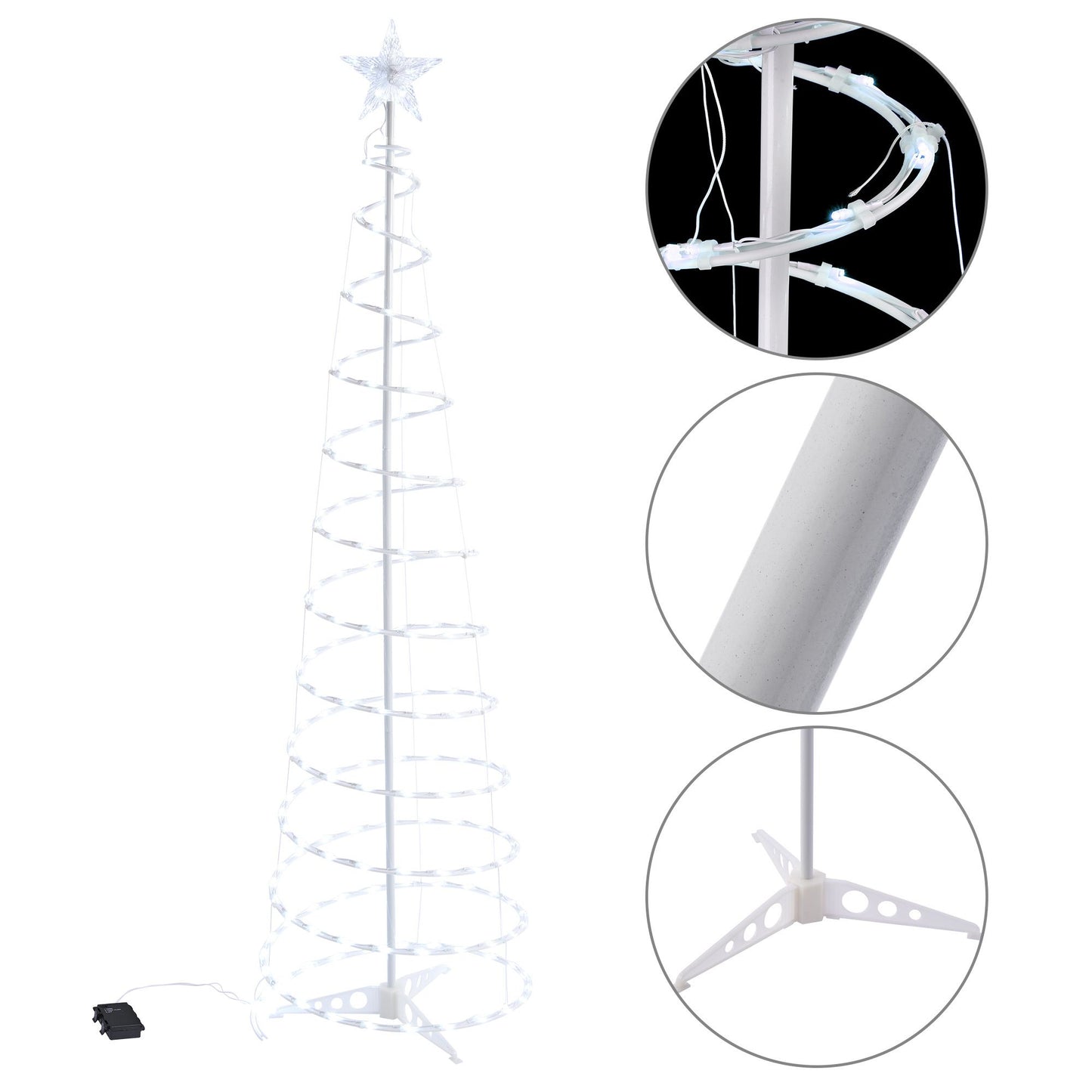 6ft Battery-Operated LED Spiral Christmas Tree - Cool White Lights with Twinkle/Steady Modes for Festive Decor 2024