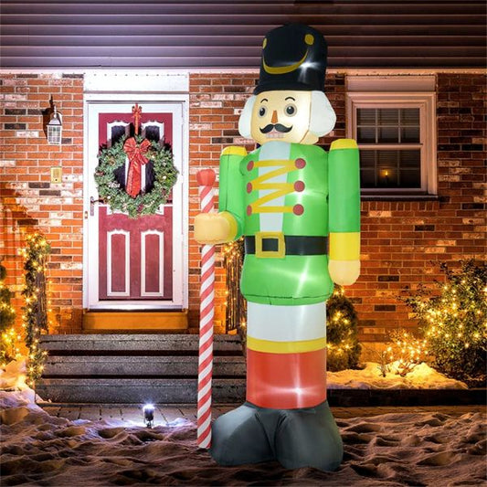 Inflatable Green Walnut Soldier Decoration – 141.7" Tall with LED Lights, Outdoor Safe, Christmas Decor 2024