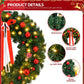 Pre-lit 24-inch Christmas Wreath - Battery-Powered with Warm LED Lights & DIY Ornaments, Perfect for Front Door, Holiday Decor 2024