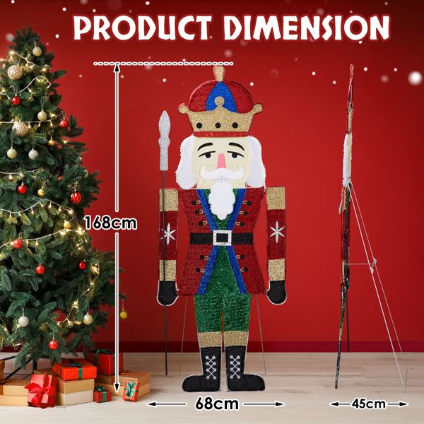 Lighted Nutcracker Soldier Decoration – 66-inch Pre-lit with 162 LED Warm White Lights, Indoor/Outdoor Holiday Decor 2024