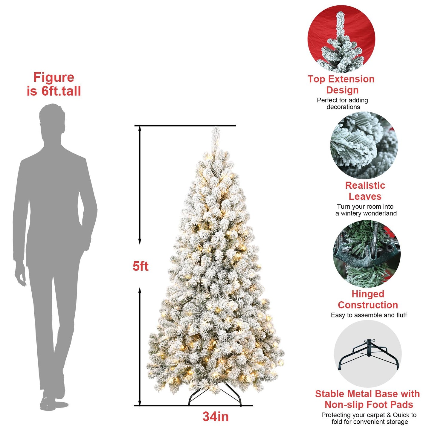 7FT Pre-Lit PVC Christmas Tree with Memory Wire - Fluffy Green Holiday Decor for a Magical Celebration