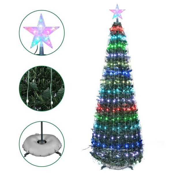 6 ft Pre-Lit Colorful Christmas Tree with RGB LED Lights & Star Finial – Festive Holiday Decor for Home & Office 2024