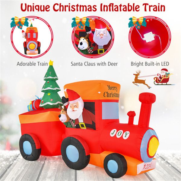 8.6 ft LED Lit Inflatable Christmas Train – Colorful Holiday Decor for Outdoor Use, Christmas 2024