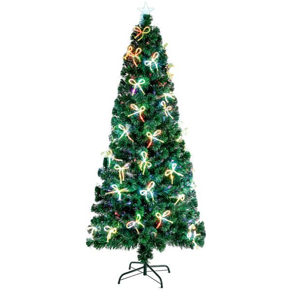 6.5 ft Pre-Lit Fiber Optic Christmas Tree with Color-Changing LED Lights & 260 Branch Tips - Perfect Holiday Decor for 2024