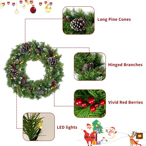 4 ft Pre-Lit Artificial Christmas Tree Set with Wreath, Garland & Entrance Trees - LED Lights for Festive Home Decor 2024