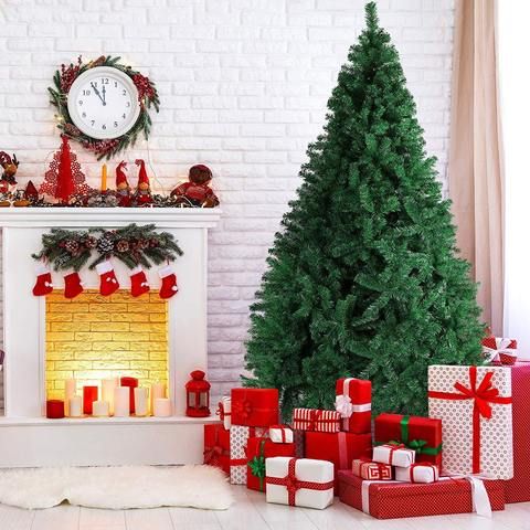 9 ft Full Christmas Pine Tree – Realistic PVC Design with Metal Stand, Perfect Holiday Decor for Home & Office 2024