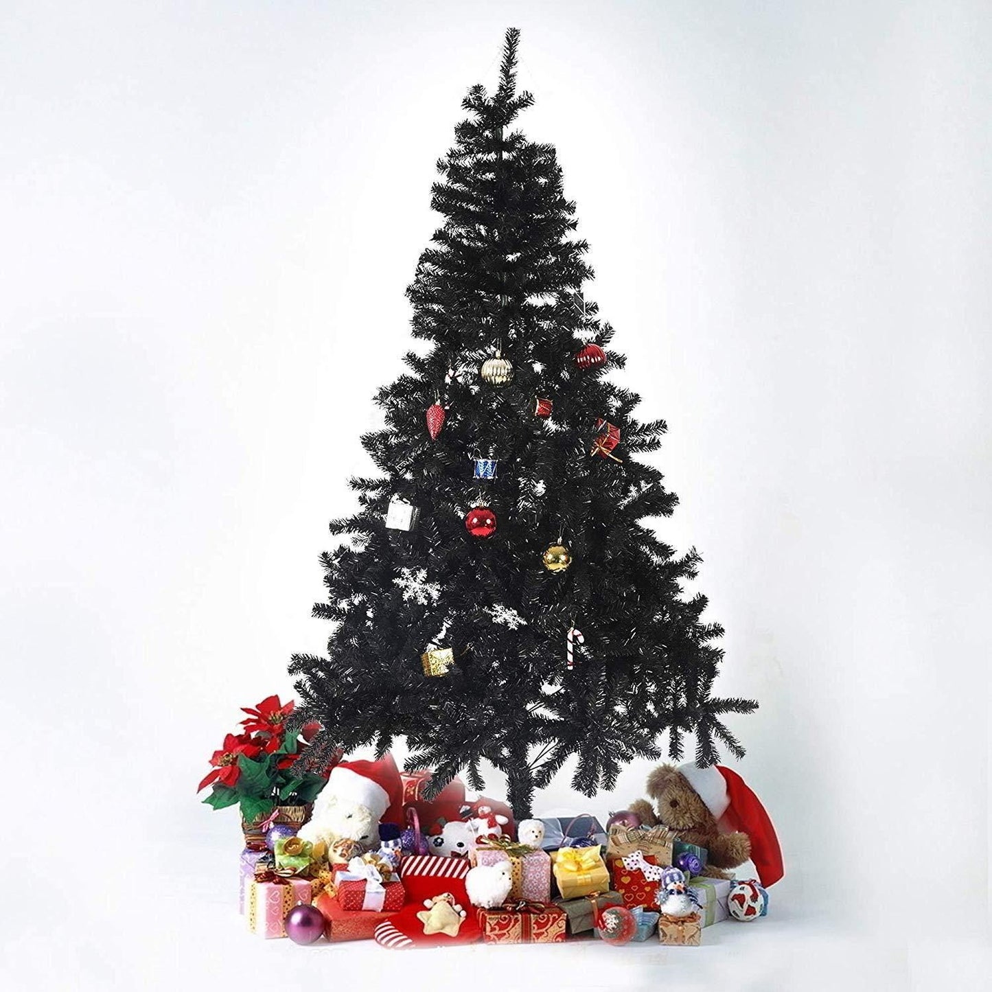 8' Black Premium Artificial Christmas Tree with Sturdy Metal Stand - Unique Holiday Decor for Home & Office 2024