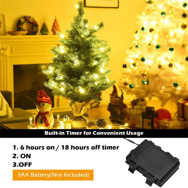 24-Inch Pre-Lit LED Christmas Tree – Mini Tabletop Holiday Decor with Timer Function, Perfect for Home & Office Christmas 2024